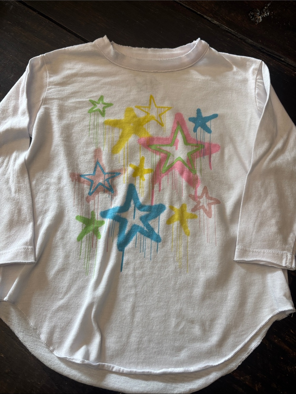 Chaser White Long-Sleeve Tee with Colorful Drip Star Print